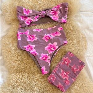 Acacia Swimwear Pink and Purple Bikini with Playful Floral Design